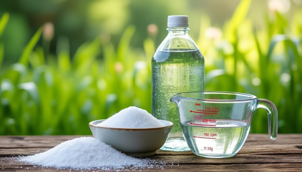 découvrez une recette simple et efficace de désherbant naturel à base de vinaigre, sel et produit vaisselle, avec les dosages précis pour un jardin sans mauvaises herbes.